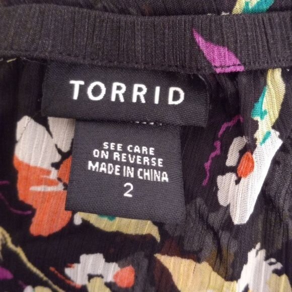 Torrid Size 2 18 20 2X Camisole Top Sheer Floral Tiered Ruffle Adjustable Straps - Picture 9 of 13